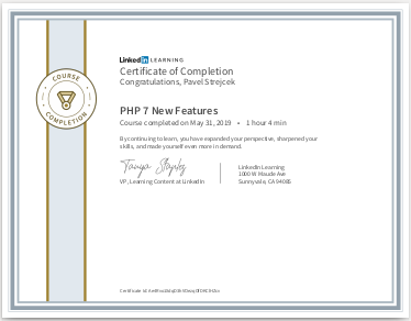 Certifikát PHP 7 nové funkce