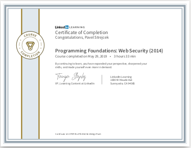 Certifikát Web Security (2014)
