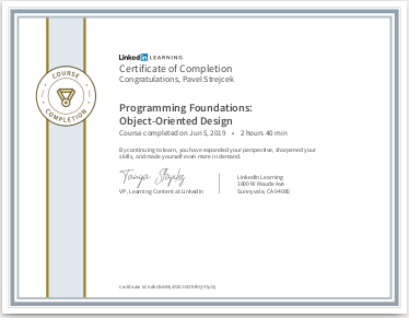 Certifikát Object Oriented Design
